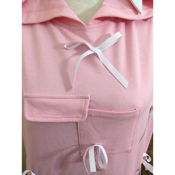 Banned Alternative Womens NEW XS Hoodie Tunic Pink Bow Top Bunny Ears Coquette - Picture 6 of 10